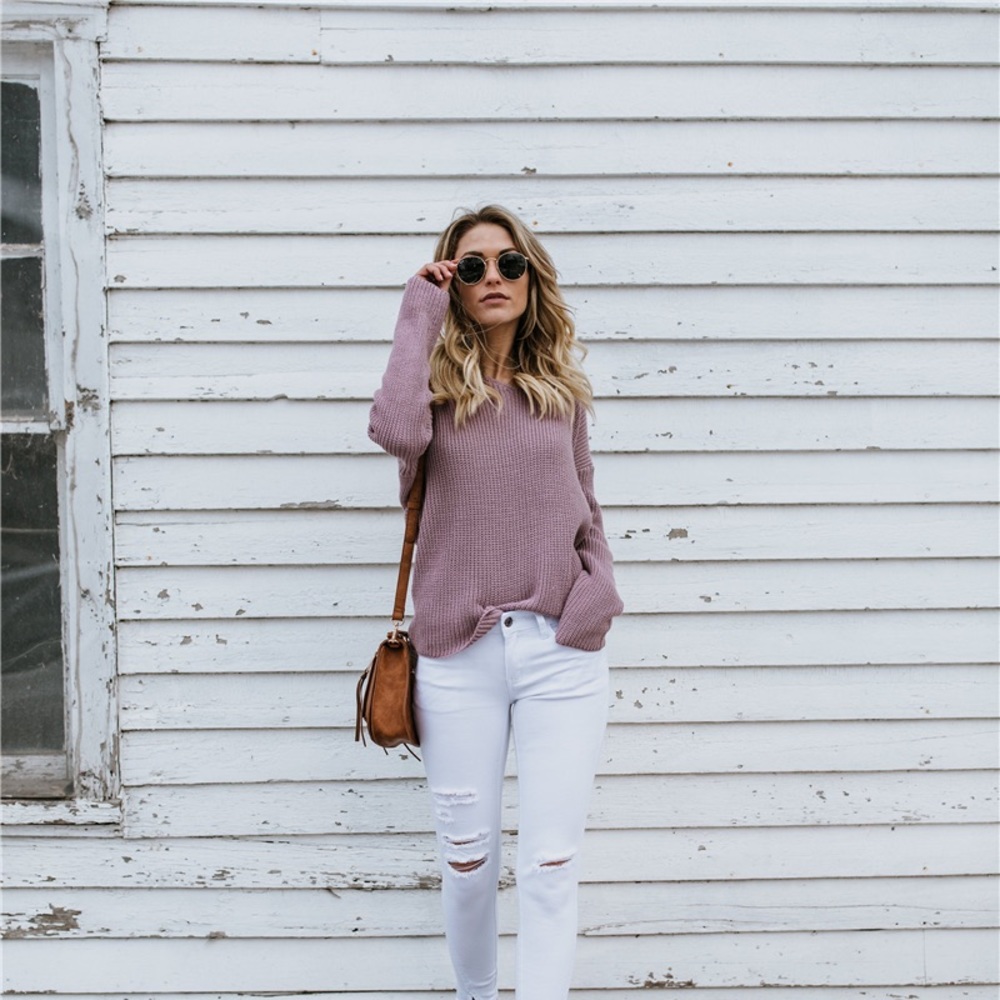 🆕Cross Twist Loose Sweater Violet - Picture 7 of 7